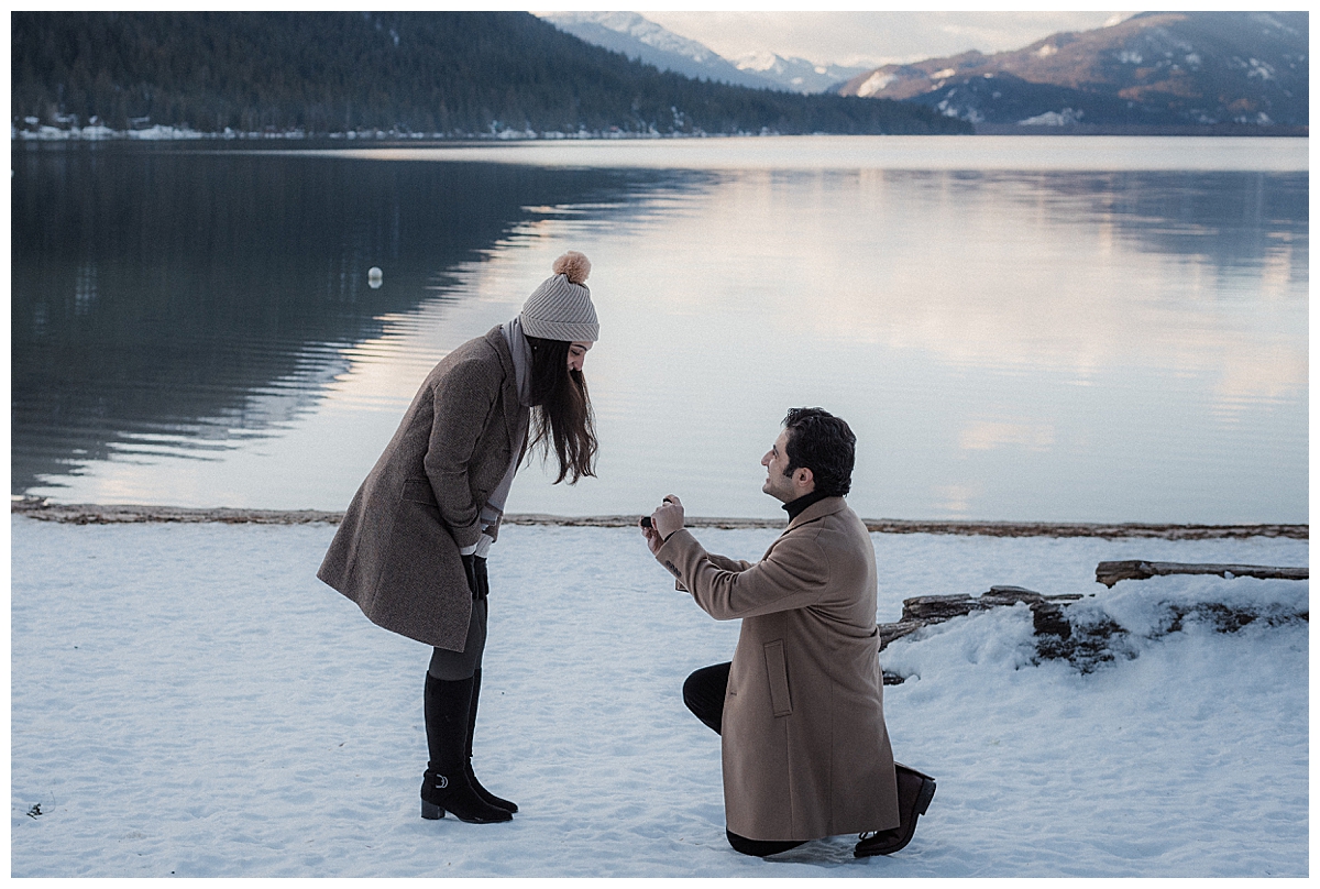 Winter proposal at Lake Wenatchee in Leavenworth