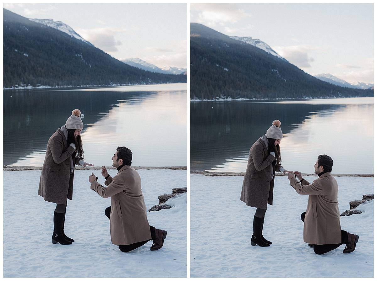 Winter proposal at Lake Wenatchee in Leavenworth