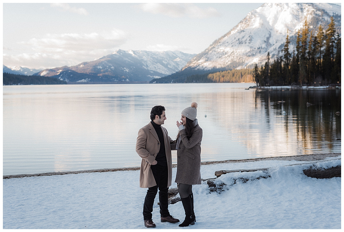 Winter proposal at Lake Wenatchee in Leavenworth