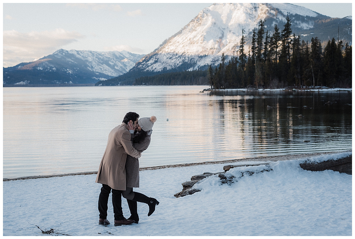 Winter proposal at Lake Wenatchee in Leavenworth