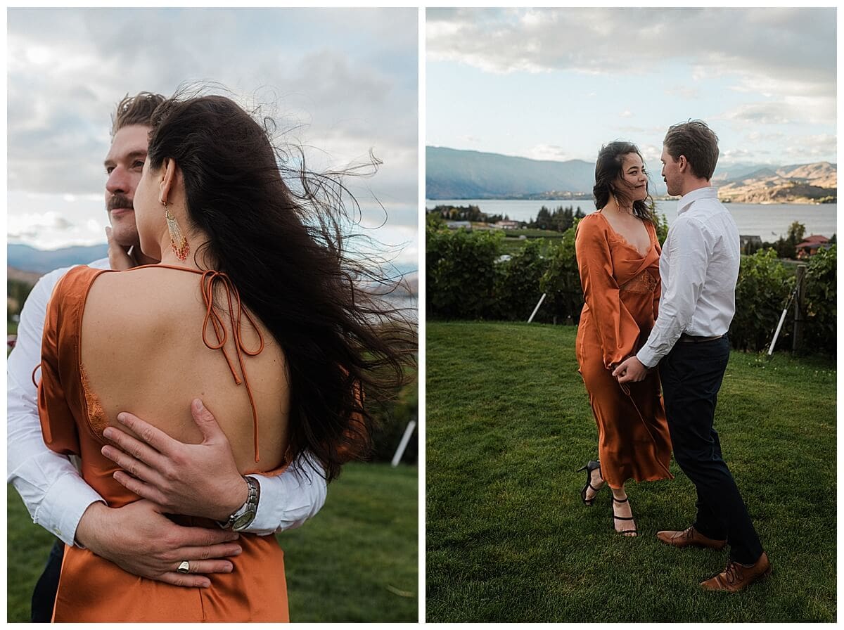 Elegant fall engagement session at Larc Hill Vineyard Ranch in Chelan